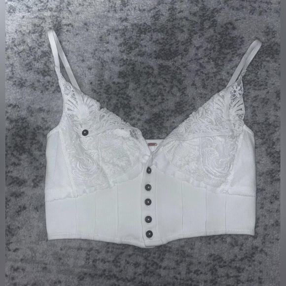 NWT Free people White button down cropped tank top Size: Medium - Picture 2 of 8